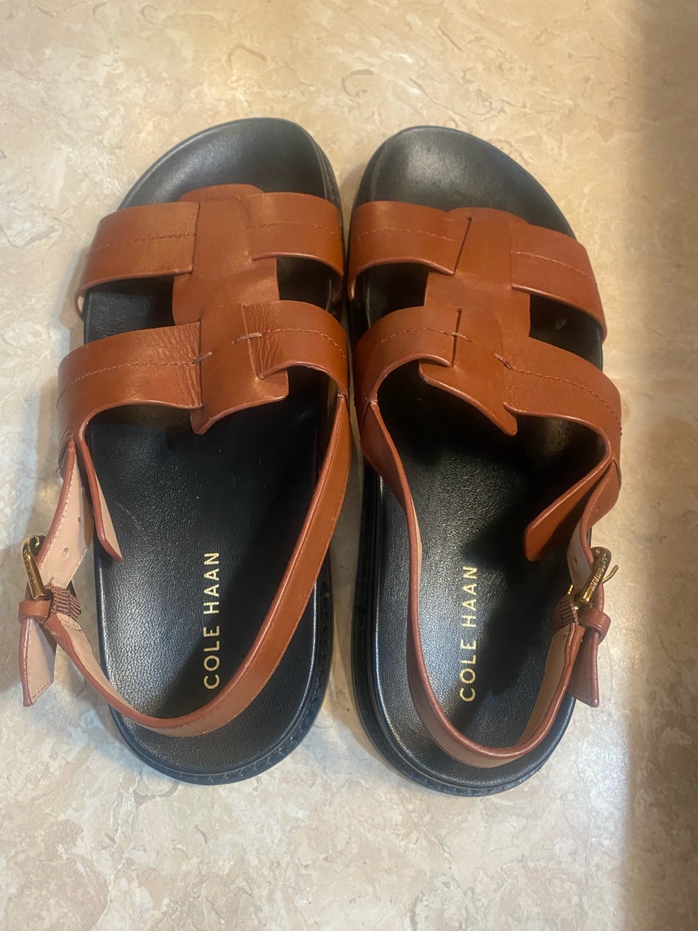 Cole Haan Brown Leather Strappy Slingback Sandals